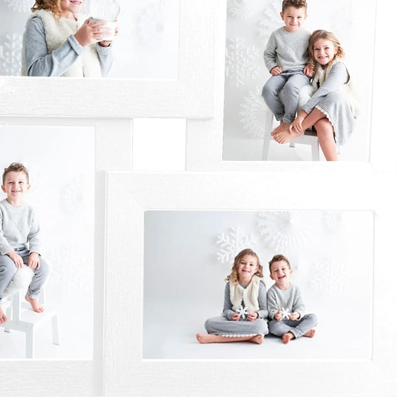 Collage Photo Frame for 4x(10x15 cm) Picture White MDF