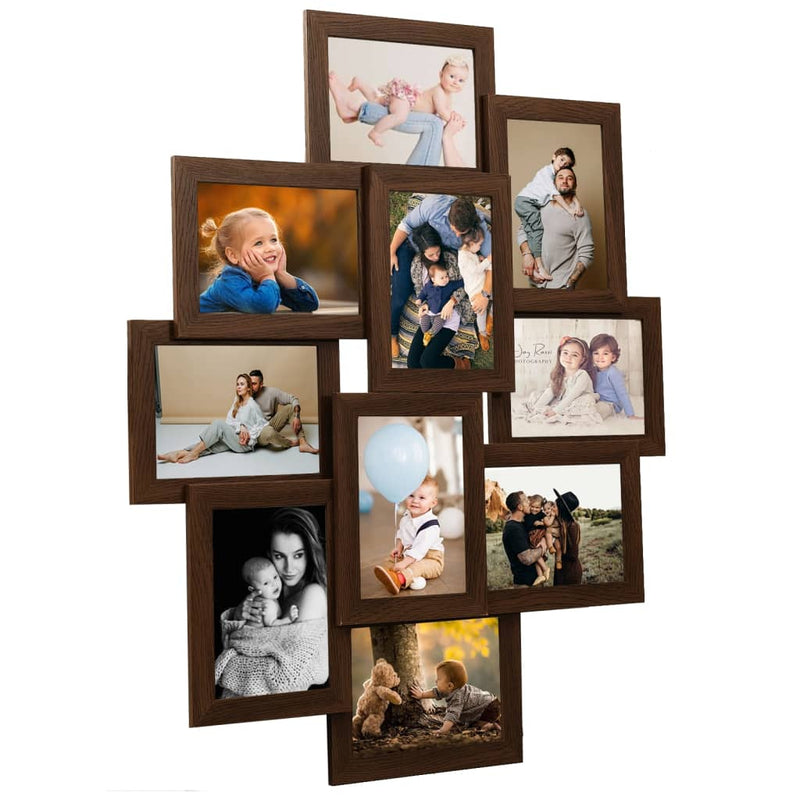 Collage Photo Frame for Picture 10 pcs 10x15 cm Dark Brown MDF