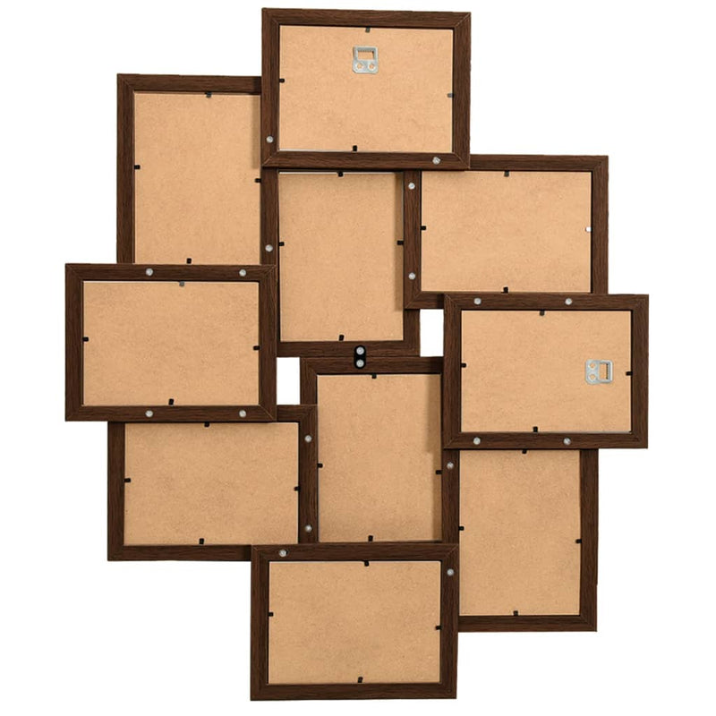 Collage Photo Frame for Picture 10 pcs 10x15 cm Dark Brown MDF