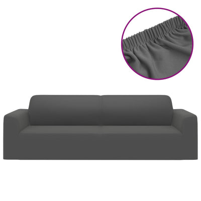 3-Seater Stretch Couch Slipcover Anthracite Polyester Jersey