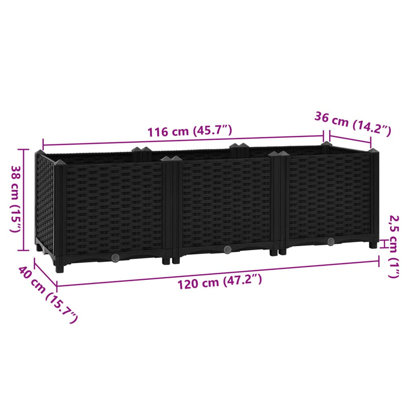 Raised Bed 120x40x38 cm Polypropylene