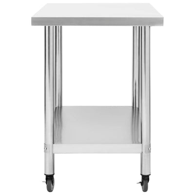 Kitchen Work Table with Wheels 100x60x85 cm Stainless Steel