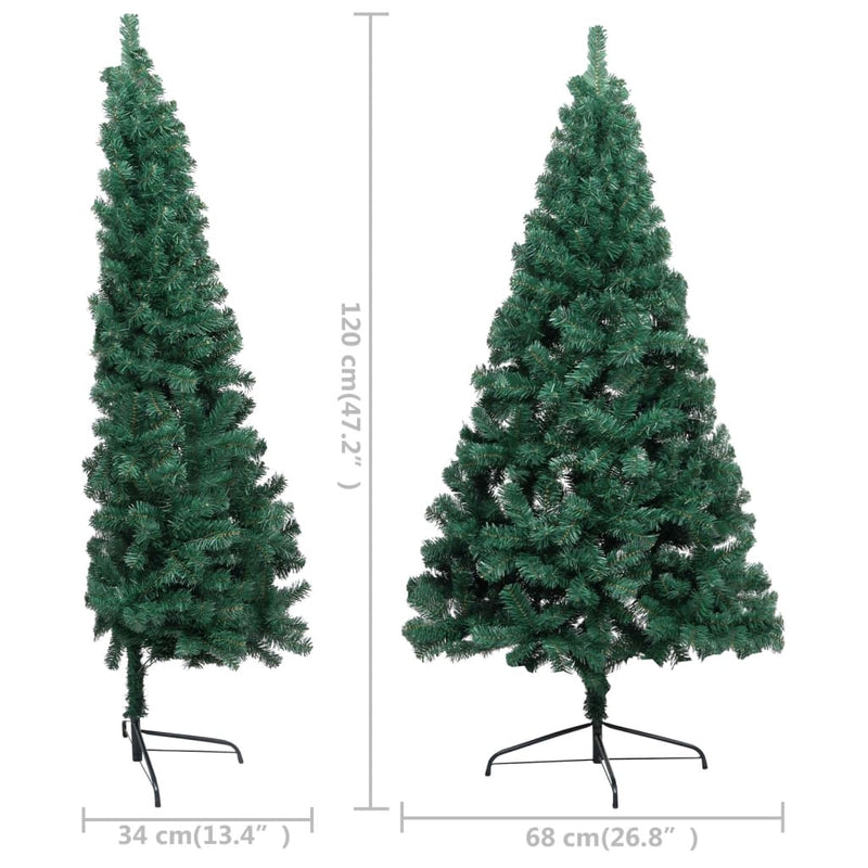 Artificial Half Pre-lit Christmas Tree with Stand Green 120 cm PVC