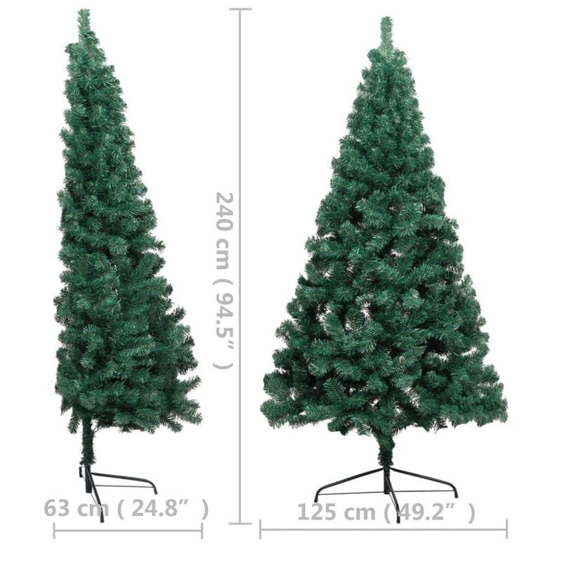 Artificial Half Pre-lit Christmas Tree with Stand Green 240 cm PVC