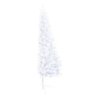 Artificial Half Pre-lit Christmas Tree with Stand White 210 cm PVC
