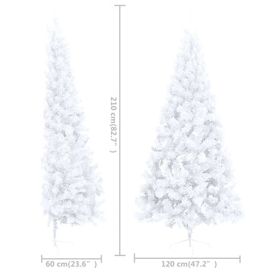 Artificial Half Pre-lit Christmas Tree with Stand White 210 cm PVC