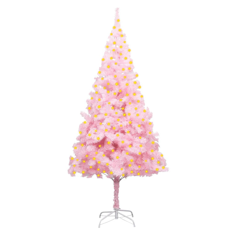 Artificial Pre-lit Christmas Tree with Stand Pink 210 cm PVC