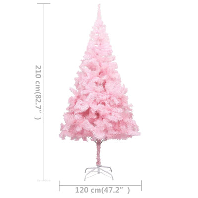 Artificial Pre-lit Christmas Tree with Stand Pink 210 cm PVC