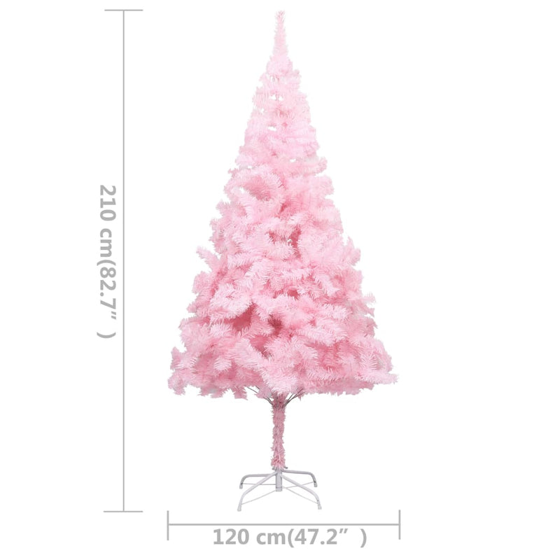 Artificial Pre-lit Christmas Tree with Stand Pink 210 cm PVC