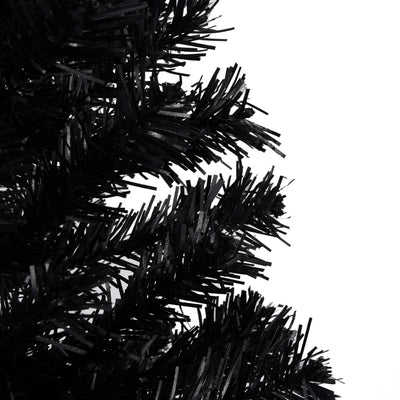 Artificial Pre-lit Christmas Tree with Stand Black 210 cm PVC