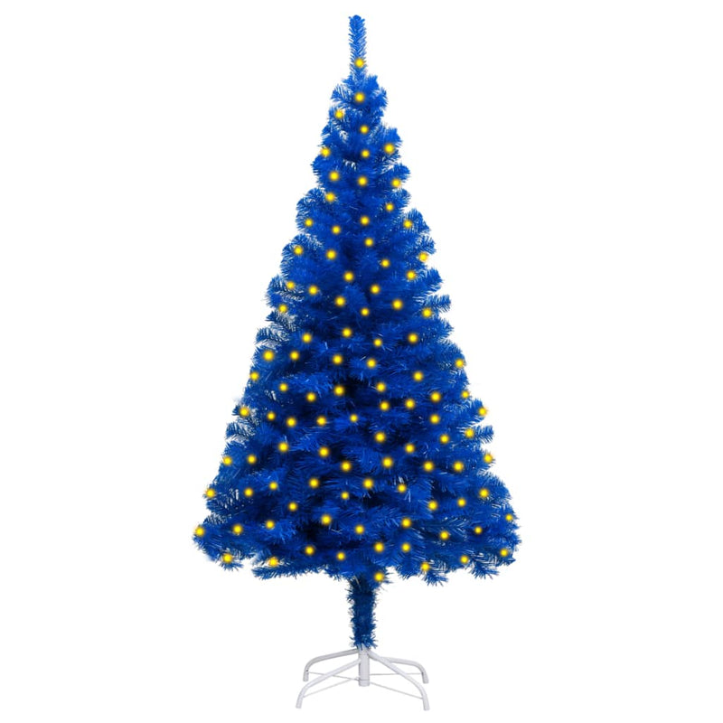 Artificial Pre-lit Christmas Tree with Stand Blue 180 cm PVC