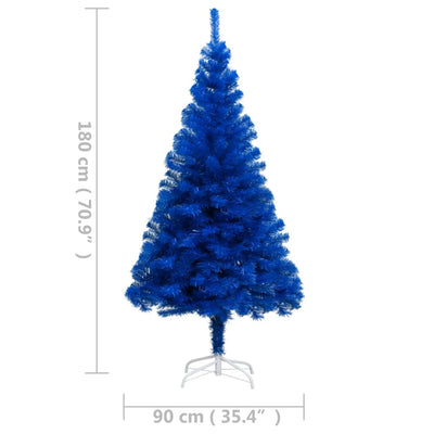 Artificial Pre-lit Christmas Tree with Stand Blue 180 cm PVC