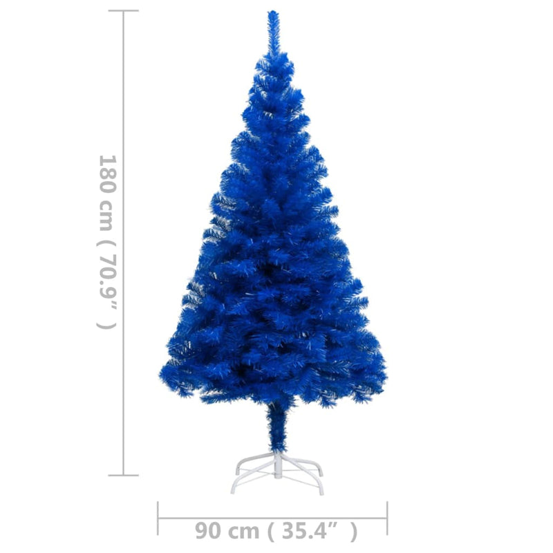 Artificial Pre-lit Christmas Tree with Stand Blue 180 cm PVC