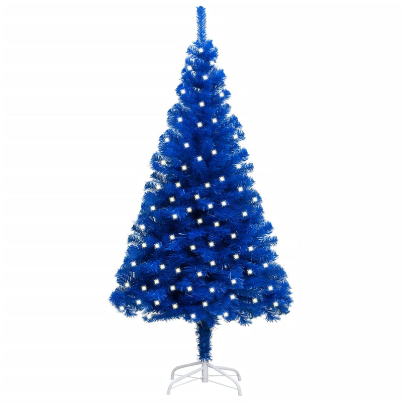 Artificial Pre-lit Christmas Tree with Stand Blue 240 cm PVC