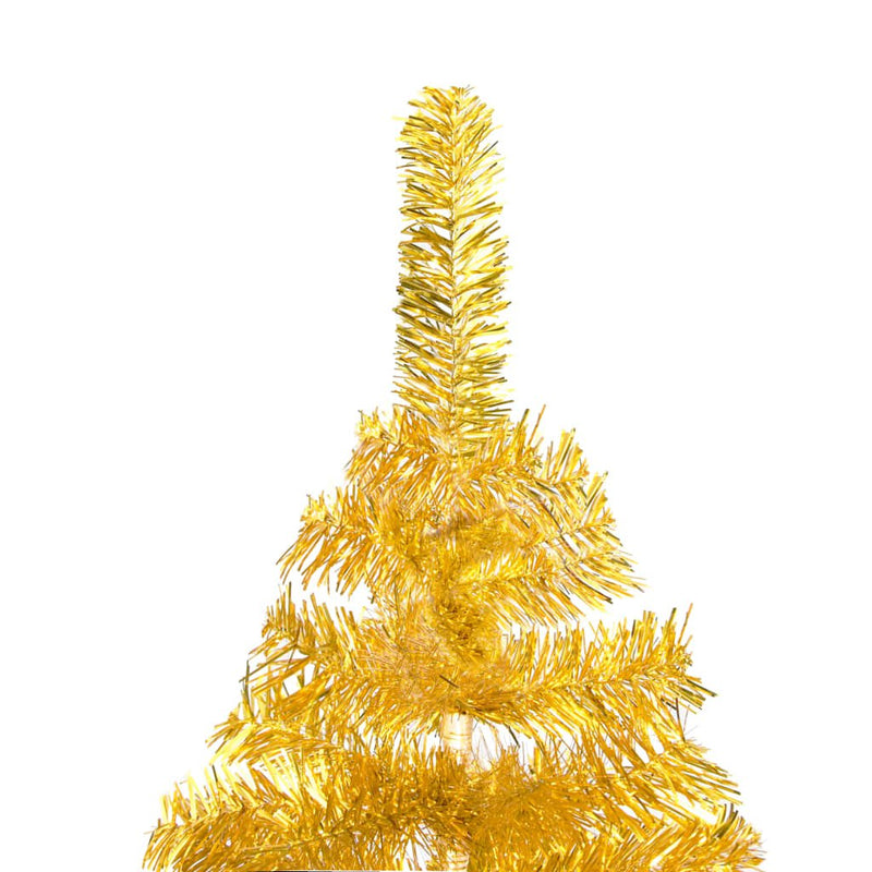 Artificial Pre-lit Christmas Tree with Stand Gold 180 cm PET