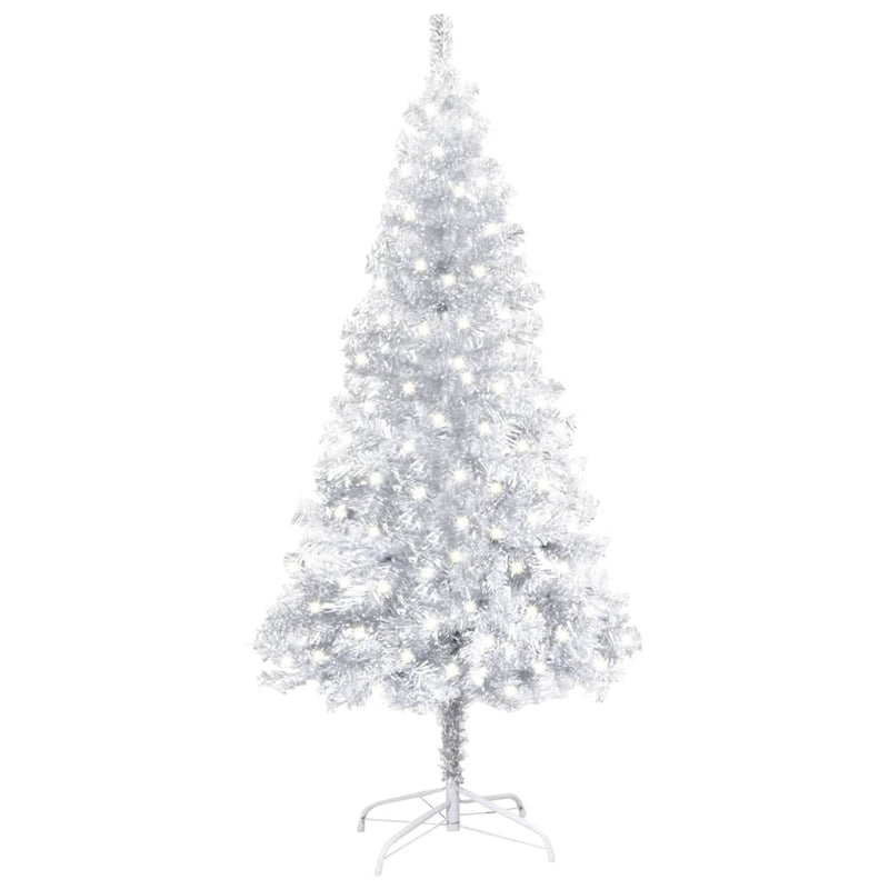 Artificial Pre-lit Christmas Tree with Stand Silver 120 cm PET