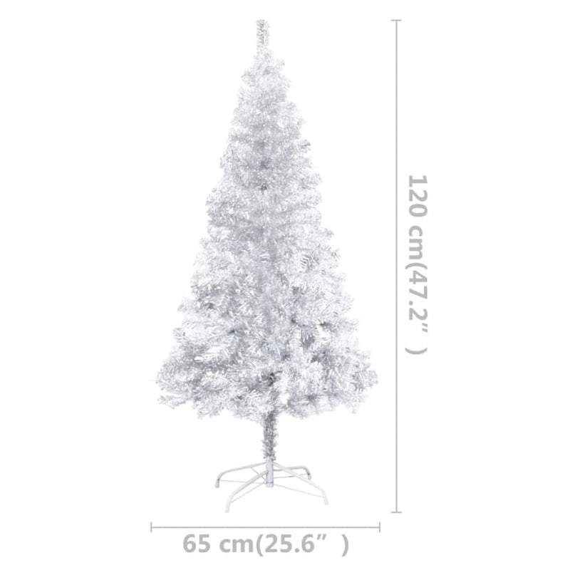 Artificial Pre-lit Christmas Tree with Stand Silver 120 cm PET