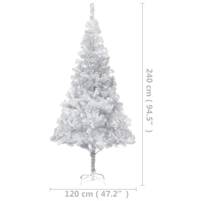 Artificial Pre-lit Christmas Tree with Stand Silver 240 cm PET