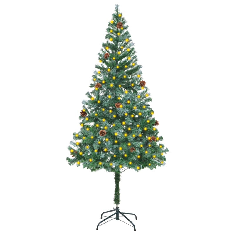 Artificial Pre-lit Christmas Tree with Pine Cones 180 cm