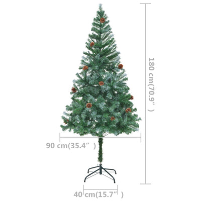 Artificial Pre-lit Christmas Tree with Pine Cones 180 cm