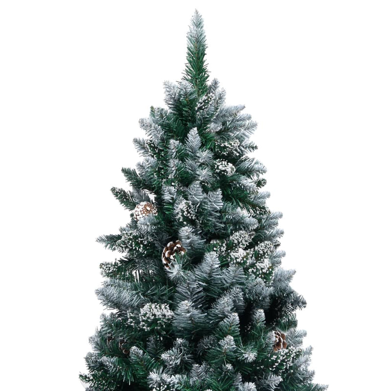 Artificial Christmas Tree LEDs&Pine Cones&White Snow 150 cm