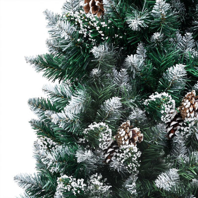 Artificial Christmas Tree LEDs&Pine Cones&White Snow 180 cm