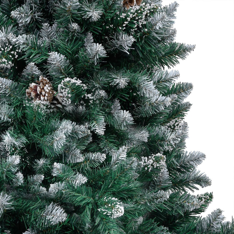 Artificial Christmas Tree LEDs&Pine Cones&White Snow 180 cm