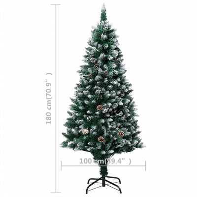 Artificial Christmas Tree LEDs&Pine Cones&White Snow 180 cm