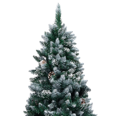 Artificial Christmas Tree LEDs&Pine Cones&White Snow 210 cm