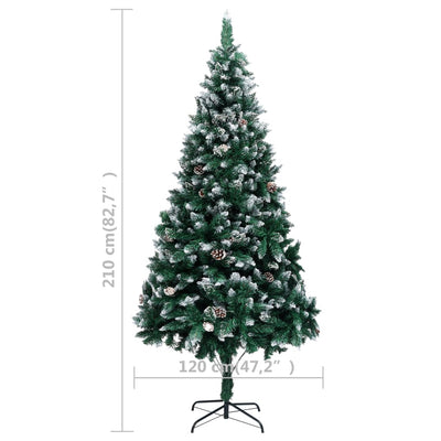 Artificial Christmas Tree LEDs&Pine Cones&White Snow 210 cm