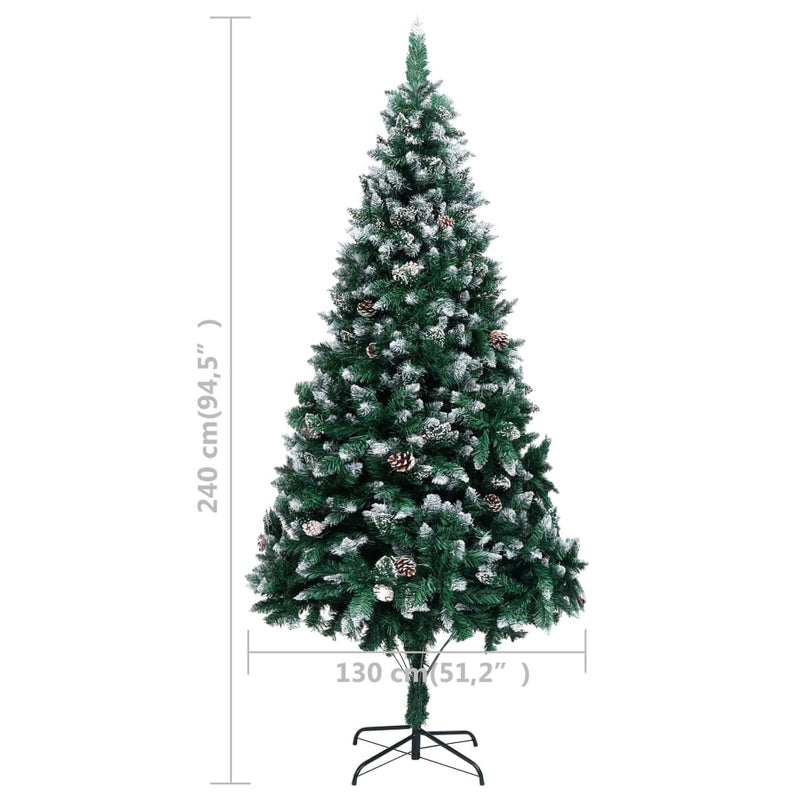 Artificial Christmas Tree LEDs&Pine Cones&White Snow 240 cm