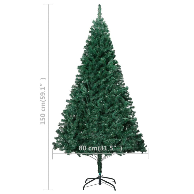 Artificial Pre-lit Christmas Tree with Thick Branches Green 150 cm