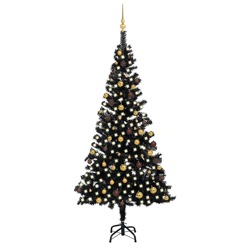 Artificial Pre-lit Christmas Tree with Ball Set Black 240 cm PVC