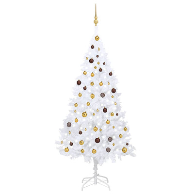 Artificial Pre-lit Christmas Tree with Ball Set White 210 cm PVC