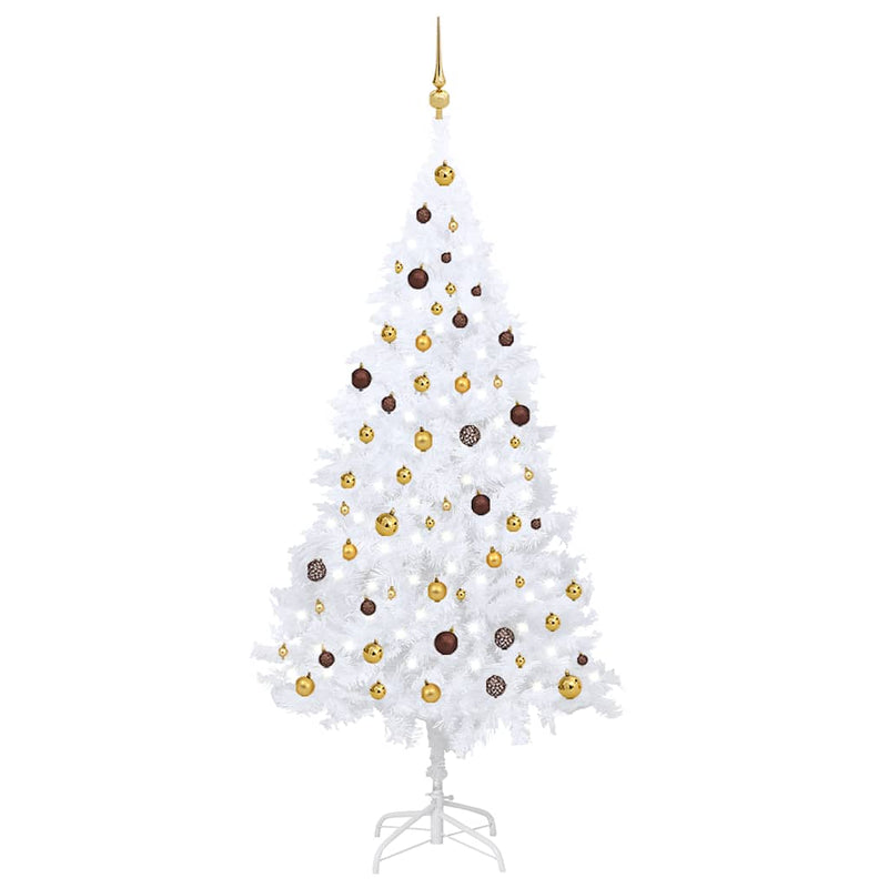 Artificial Pre-lit Christmas Tree with Ball Set White 210 cm PVC