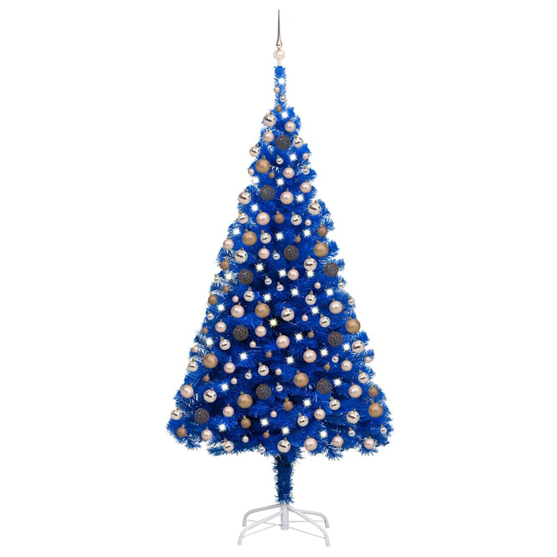 Artificial Pre-lit Christmas Tree with Ball Set Blue 240 cm PVC