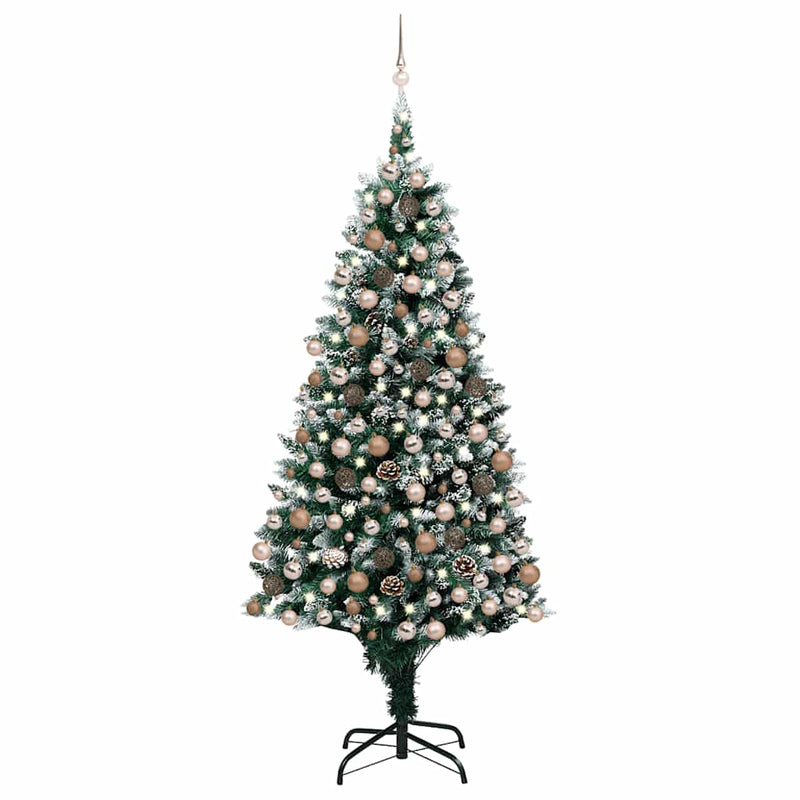 Artificial Pre-lit Christmas Tree with Ball Set&Pine Cones 240 cm