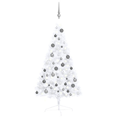 Artificial Half Pre-lit Christmas Tree with Ball Set White 120 cm