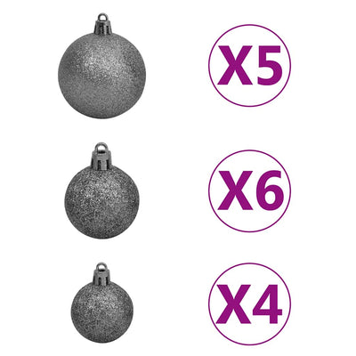 Artificial Half Pre-lit Christmas Tree with Ball Set White 120 cm