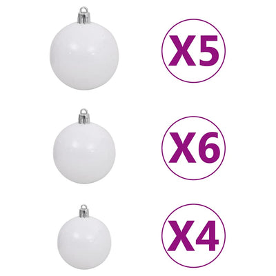 Artificial Half Pre-lit Christmas Tree with Ball Set White 120 cm