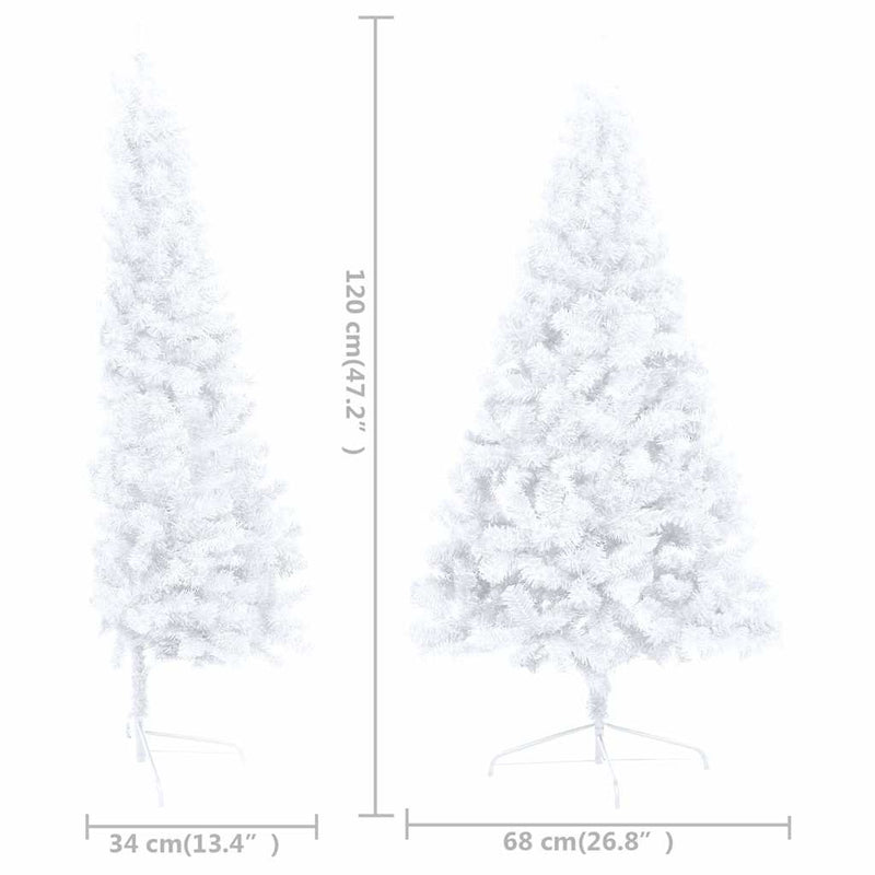 Artificial Half Pre-lit Christmas Tree with Ball Set White 120 cm