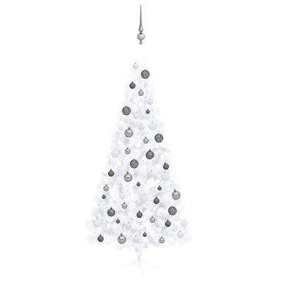 Artificial Half Pre-lit Christmas Tree with Ball Set White 210 cm