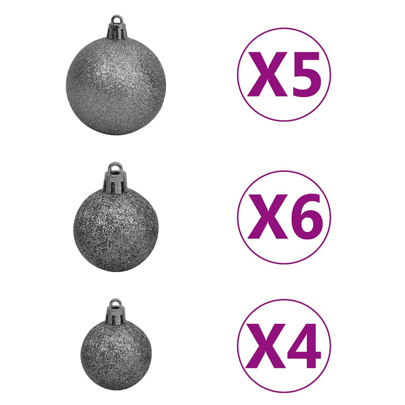 Artificial Pre-lit Christmas Tree with Ball Set Silver 120 cm PET