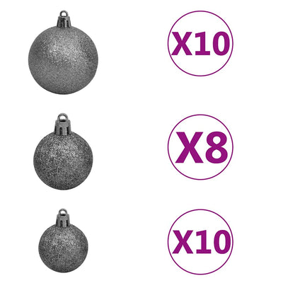 Artificial Pre-lit Christmas Tree with Ball Set&Pine Cones 210 cm