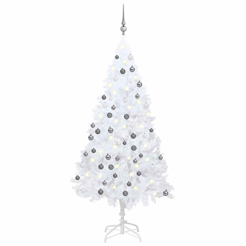 Artificial Pre-lit Christmas Tree with Ball Set White 150 cm PVC