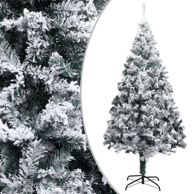 Artificial Pre-lit Christmas Tree with Flocked Snow Green 300 cm PVC