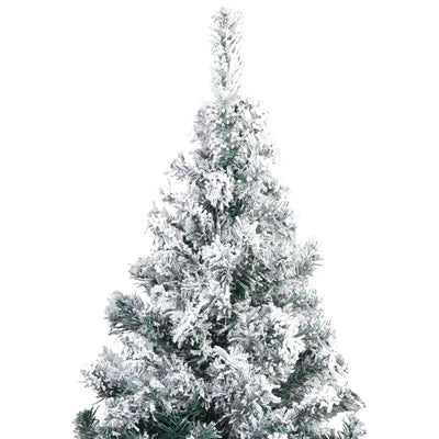 Artificial Pre-lit Christmas Tree with Flocked Snow Green 300 cm PVC
