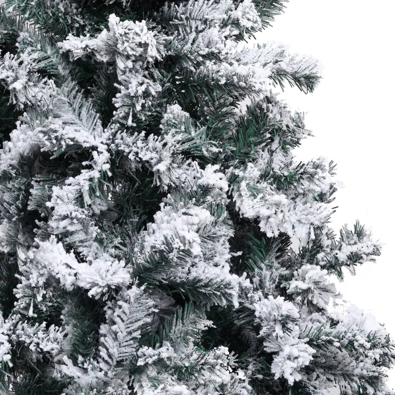 Artificial Pre-lit Christmas Tree with Flocked Snow Green 300 cm PVC