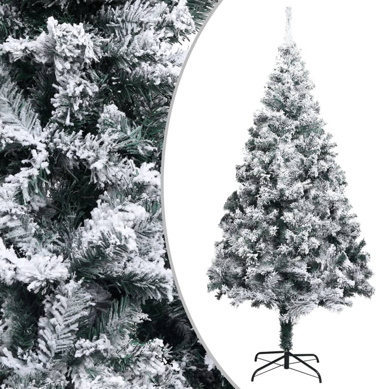 Artificial Pre-lit Christmas Tree with Flocked Snow Green 400 cm PVC