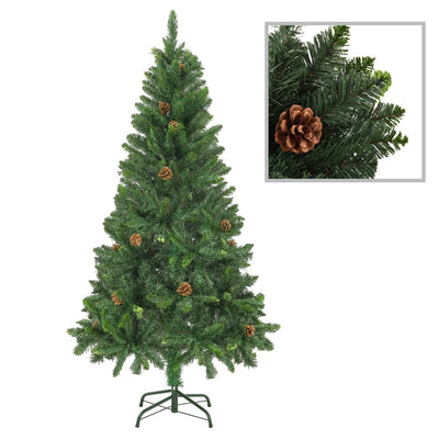 Artificial Pre-lit Christmas Tree with Pine Cones Green 150 cm